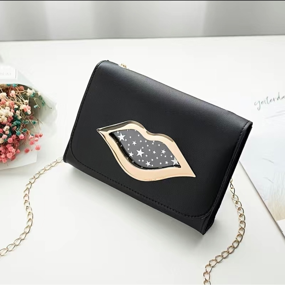kiss Shimmer Star Black Handbag
